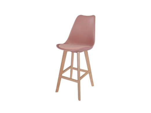 Taburete color rosa nude 65 cm patas madera  merkamueble 2