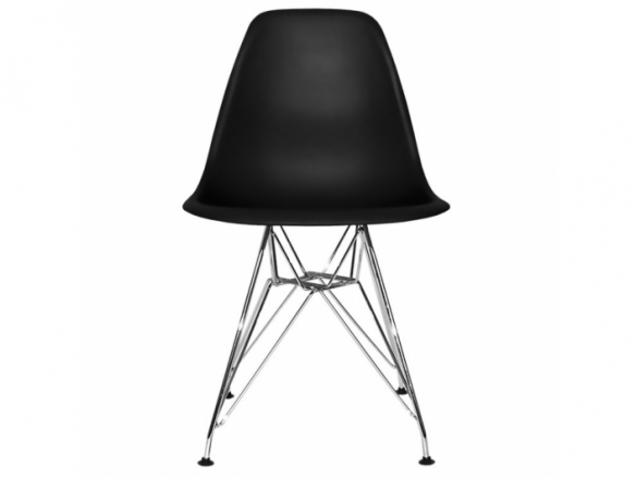 Silla negra y patas cromadas  merkamueble