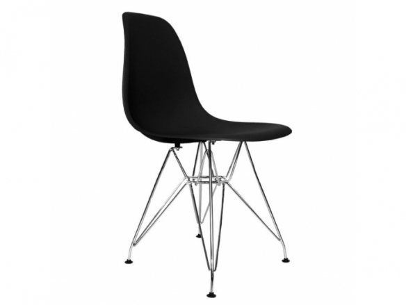 Silla negra y patas cromadas  merkamueble