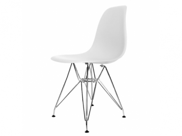 Silla blanca y patas cromadas  merkamueble