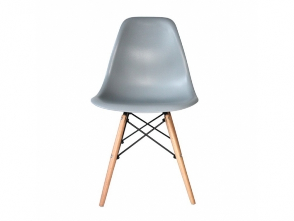 Silla gris con patas de madera  merkamueble