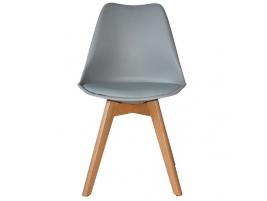 Silla gris con patas de madera rectangulares  merkamueble 2