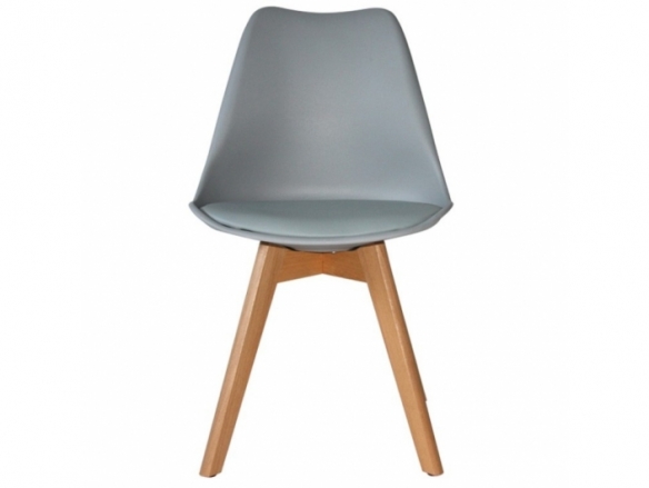 Silla gris con patas de madera rectangulares  merkamueble