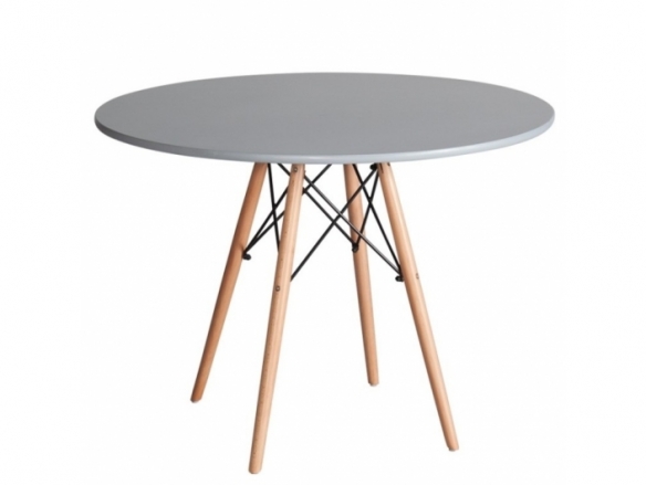 Mesa redonda gris con patas de haya 100 cm  merkamueble