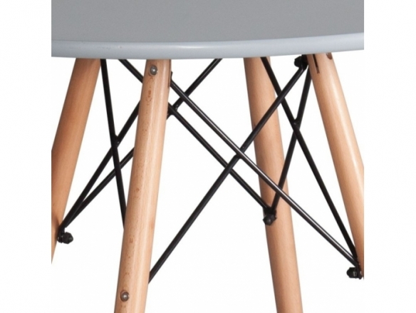 Mesa redonda gris con patas de haya 100 cm  merkamueble