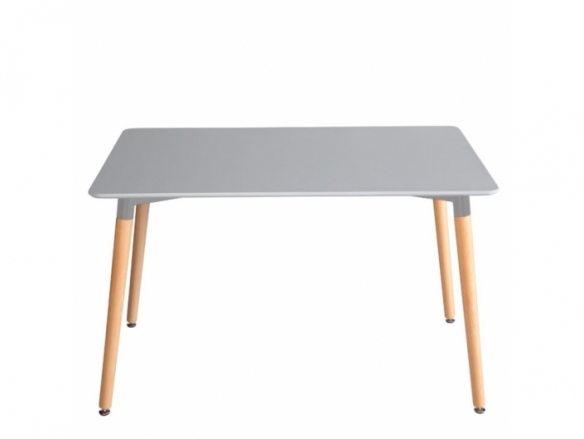 Mesa rectangular gris con patas de haya 120 cm  merkamueble