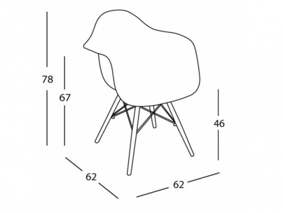 Sillón polipropileno cuadros con patas de madera  merkamueble