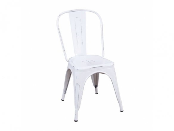 Silla metálica blanca desgastada  merkamueble