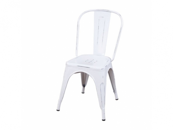 Silla metálica blanca desgastada  merkamueble
