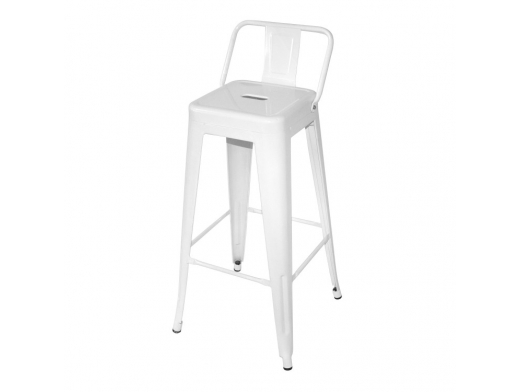 Taburete alto blanco metálico con respaldo  merkamueble 2
