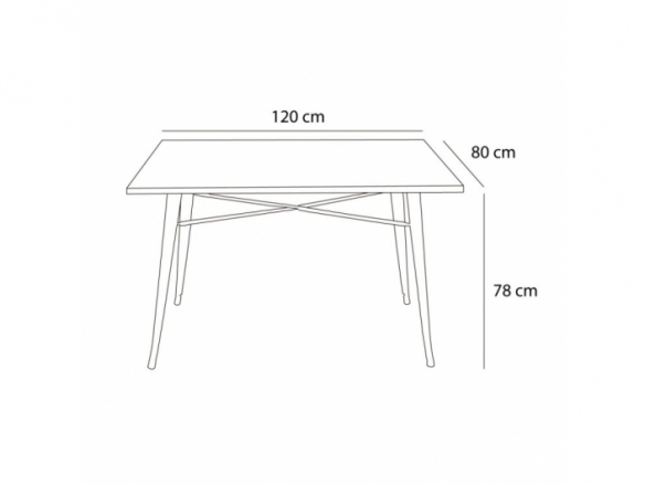 Mesa de madera de olmo oscurecida con patas metálicas 120 cm  merkamueble