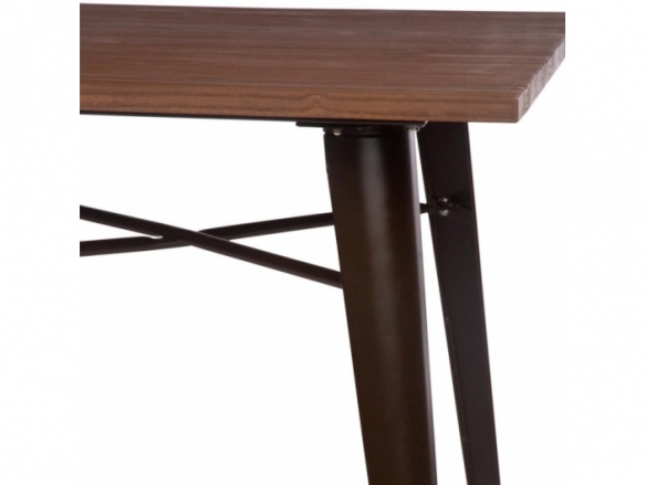 Mesa de madera de olmo oscurecida con patas metálicas 120 cm  merkamueble