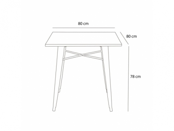 Mesa de madera de olmo oscurecida con patas metálicas 80 cm  merkamueble