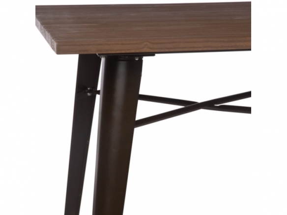 Mesa de madera de olmo oscurecida con patas metálicas 80 cm  merkamueble