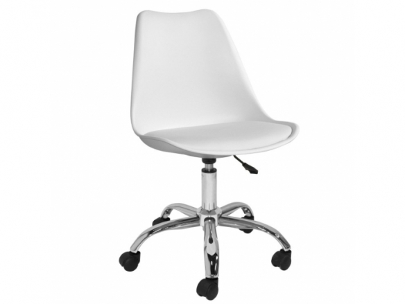 Silla blanca de escritorio con patas metálicas  merkamueble