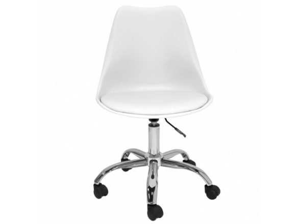 Silla blanca de escritorio con patas metálicas  merkamueble