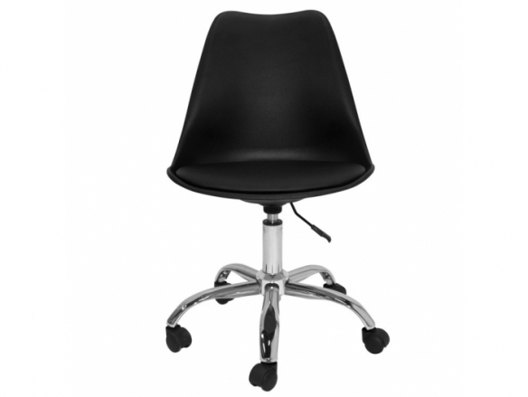 Silla nergra de escritorio con patas metálicas  merkamueble
