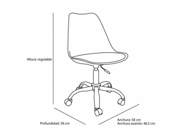 Silla nergra de escritorio con patas metálicas  merkamueble