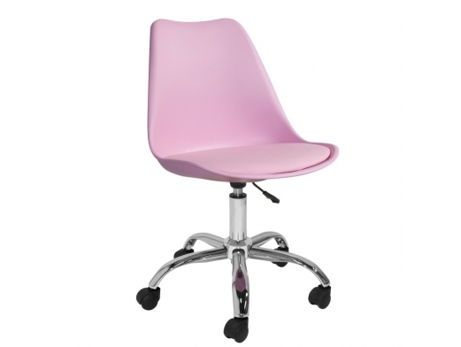 Silla de escritorio rosa con patas metálicas  merkamueble 2