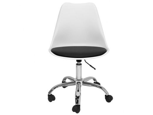 Silla de escritorio blanca y negra con patas metálicas  merkamueble 2