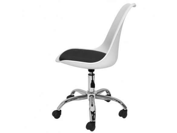 Silla de escritorio blanca y negra con patas metálicas  merkamueble