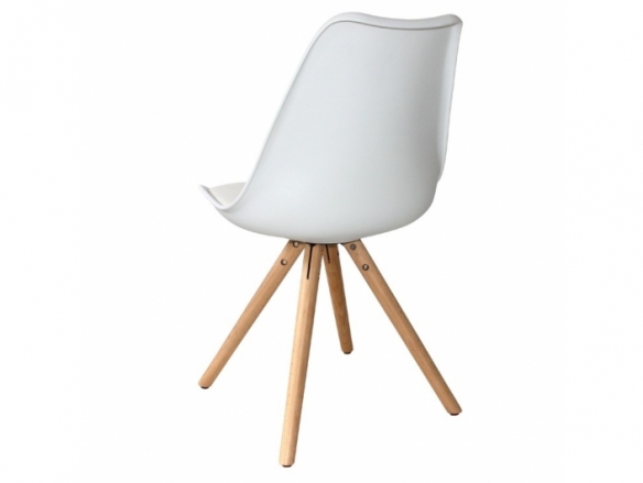 Silla blanca con patas de madera  merkamueble