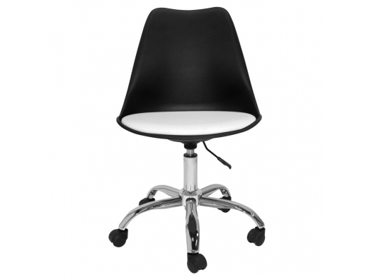 Silla de escritorio negra y blanca con patas metálicas  merkamueble 2
