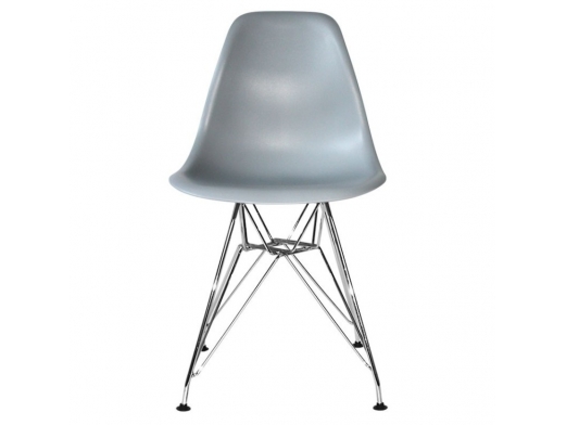 Silla gris con patas acero cromado  merkamueble 2