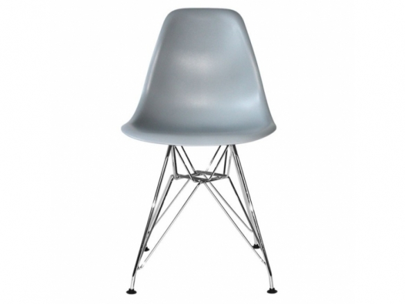 Silla gris con patas acero cromado  merkamueble