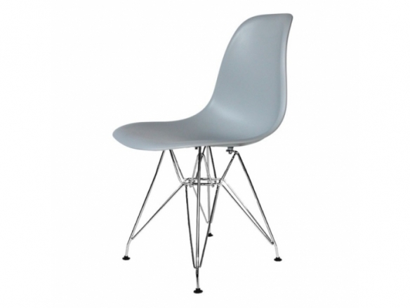 Silla gris con patas acero cromado  merkamueble