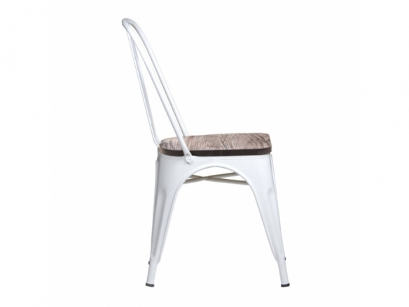 Silla de metal y madera blanca  merkamueble