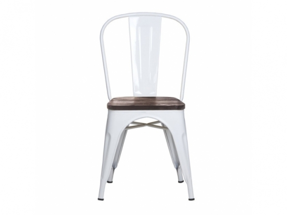 Silla de metal y madera blanca  merkamueble