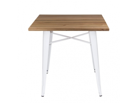 Mesa rectangular madera con patas metálicas de color blanco 80 cm  merkamueble 2