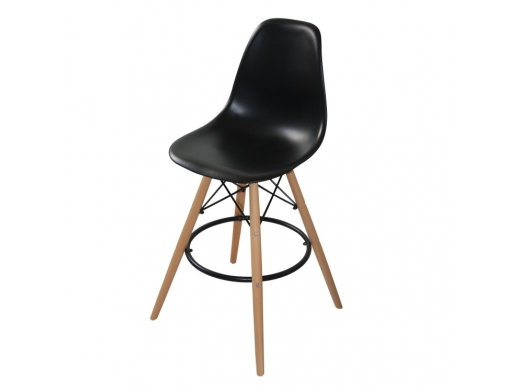 Taburete negro con patas de madera  merkamueble 2
