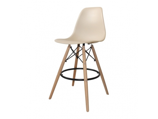 Taburete color arena con patas de madera  merkamueble 2