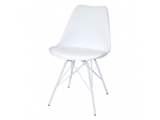 Silla blanca con patas de metálicas blancas  merkamueble 2
