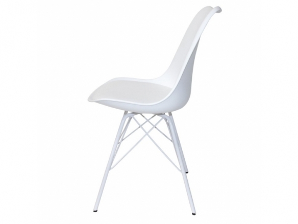 Silla blanca con patas de metálicas blancas  merkamueble