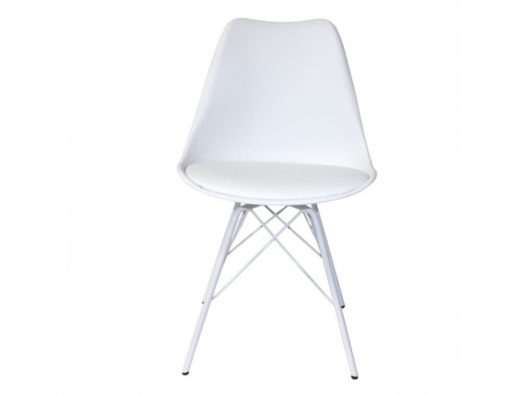 Silla blanca con patas de metálicas blancas  merkamueble