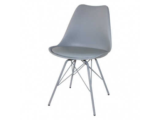 Silla gris con patas de metálicas grises  merkamueble 2