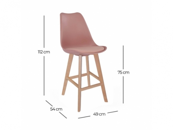 Taburete color rosa nude 75 cm patas madera  merkamueble