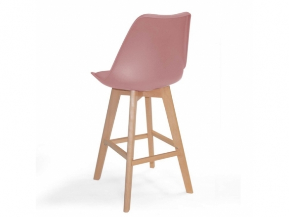 Taburete color rosa nude 75 cm patas madera  merkamueble