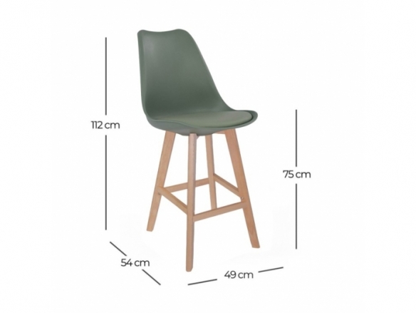Taburete color verde 75 cm patas madera  merkamueble