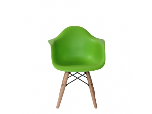 Sillón polipropileno kids verde con patas de madera  merkamueble 2