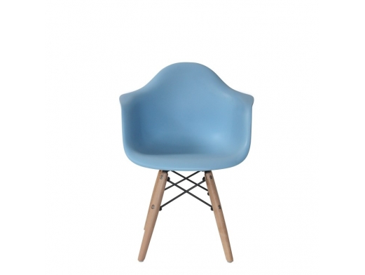 Sillón polipropileno kids azul con patas de madera  merkamueble 2