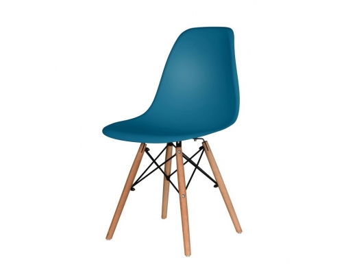 Silla color cobalto patas madera  merkamueble 2