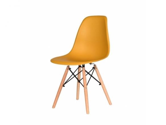Silla color mostaza patas madera  merkamueble