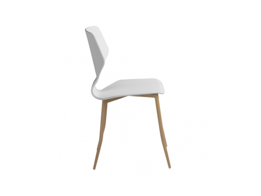 Silla blanca y patas metálicas efecto madera  merkamueble 2