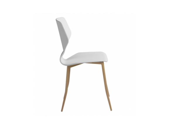 Silla blanca y patas metálicas efecto madera  merkamueble