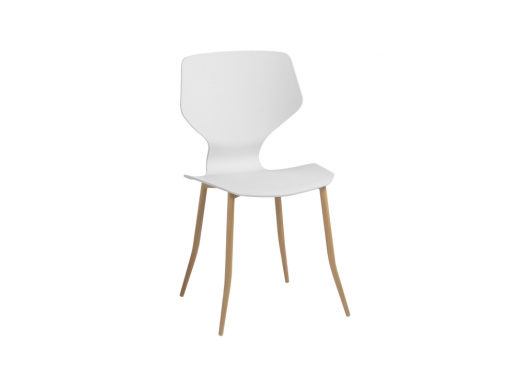 Silla blanca y patas metálicas efecto madera  merkamueble