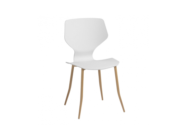 Silla blanca y patas metálicas efecto madera  merkamueble